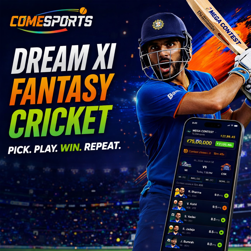 Cricket APK Zone Dream XI fantasy cricket ad visual